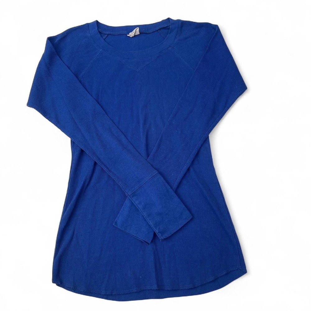 Essentials by Full Tilt Royal Blue Waffle Knit Thermal Long Sleeve Top Small